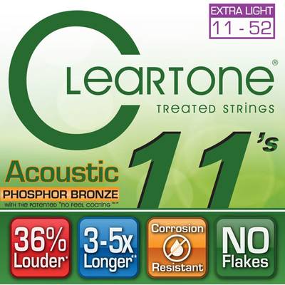 Cleartone PHOSPHOR BRONZE アコースティックギター弦 エクストラライトゲージ 011-052 クリアトーン 