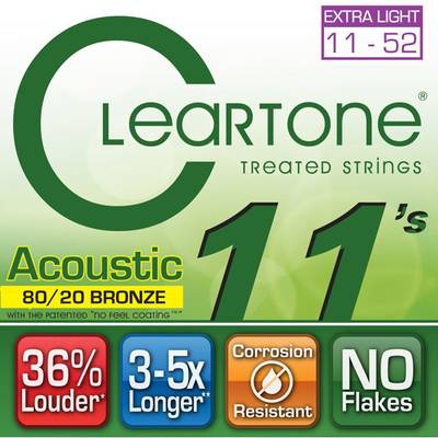 Cleartone 80/20 BRONZE アコースティックギター弦 カスタムライトゲージ 011-052 クリアトーン 