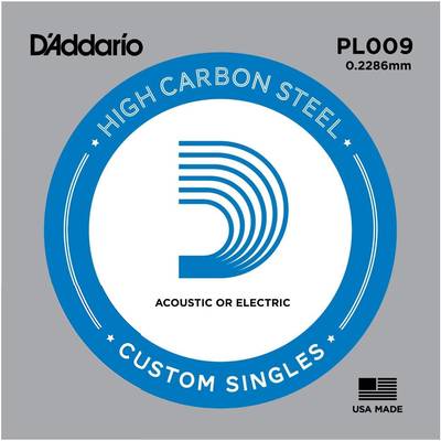 D'Addario PL009 アコギ／エレキギター兼用弦 Plain Steel 009 【バラ弦1本】 ダダリオ 