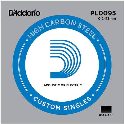 D'Addario PL0095 アコギ／エレキギター兼用弦 Plain Steel 0095 【バラ弦1本】 ダダリオ 
