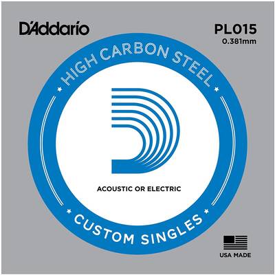 D'Addario PL015 アコギ／エレキギター兼用弦 Plain Steel 015 【バラ弦1本】 ダダリオ 
