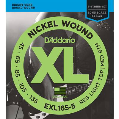 D'Addario EXL165/5 ニッケル 45-135 5-String レギュラーライトトップミディアムボトム ダダリオ 5弦ベース弦