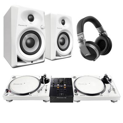 Pioneer DJ PLX-500-W + DJM-250MK2(ミキサー) + DM-40D-W(スピーカー) + HDJ-X5-S(ヘッドホン) DJセット パイオニア 