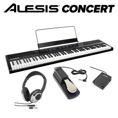 【最終在庫】 ALESIS Concert 本格ペダル+ヘッドホンセット 電子ピアノ フルサイズ・セミウェイト88鍵盤 アレシス コンサート【Recital上位機種】