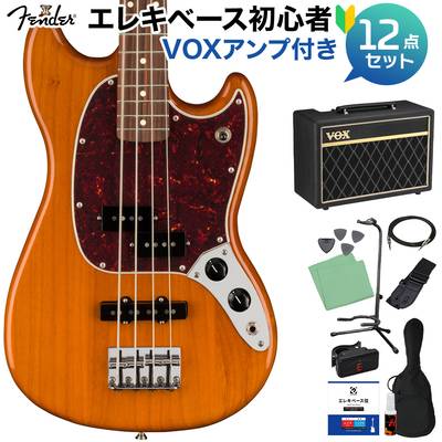 Fender Player Mustang Bass PJ Pau Ferro Aged Natural ベース 初心者12点セット 【VOXアンプ付】 ムスタングベース PJピックアップタイプ フェンダー 