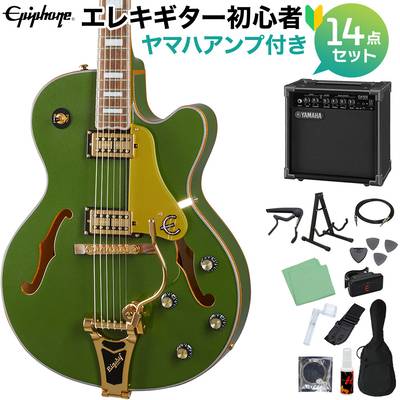 Epiphone Emperor Swingster Forest Green Metaric エレキギター 初心者14点セット ヤマハアンプ付き フルアコギター エピフォン 