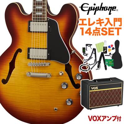 Epiphone ES-335 Figured Raspberry Tea Burst エレキギター 初心者14点セット VOXアンプ付き セミアコギター ES エピフォン 