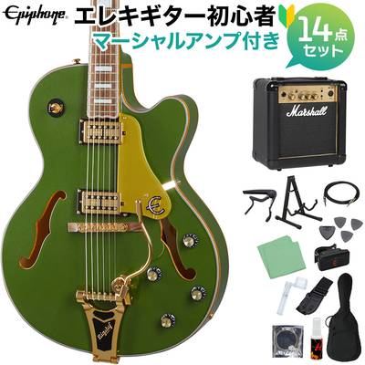 Epiphone Emperor Swingster Forest Green Metaric エレキギター 初心者14点セット マーシャルアンプ付き フルアコギター エピフォン 
