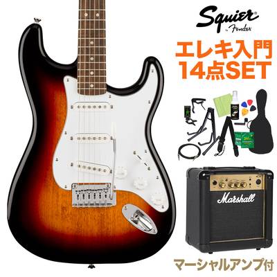 Squier by Fender Affinity Series Stratocaster Laurel Fingerboard White Pickguard 3-Color Sunburst エレキギター初心者14点セット【マーシャルアンプ付き】 ストラトキャスター スクワイヤー / スクワイア 