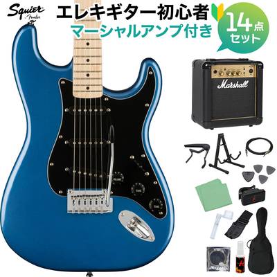 Squier by Fender Affinity Series Stratocaster Maple Fingerboard Black Pickguard Lake Placid Blue エレキギター初心者14点セット【マーシャルアンプ付き】 ストラトキャスター スクワイヤー / スクワイア 