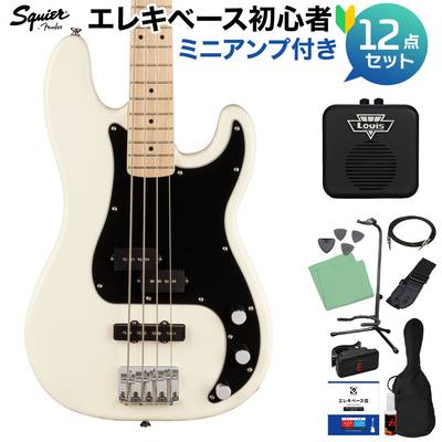 Squier by Fender Affinity Series Precision Bass PJ Maple Fingerboard Black Pickguard Olympic White ベース 初心者12点セット 【ミニアンプ付】 プレシジョンベース スクワイヤー / スクワイア 
