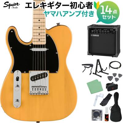 Squier by Fender Affinity Series Telecaster Left-Handed Maple Fingerboard Black Pickguard Butterscotch Blond エレキギター初心者14点セット【ヤマハアンプ付き】 テレキャスター 左利き レフティ スクワイヤー / スクワイア 