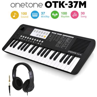 【別売ラッピング袋あり】 onetone OTK-37M BK 37鍵盤 ヘッドホンセット ワントーン 子供 子供用 キッズ プレゼント キーボード 電子ピアノ 