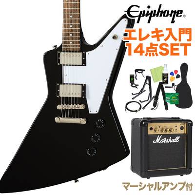 Epiphone Explorer Ebony エレキギター 初心者14点セット マーシャルアンプ付き エクスプローラー エピフォン 