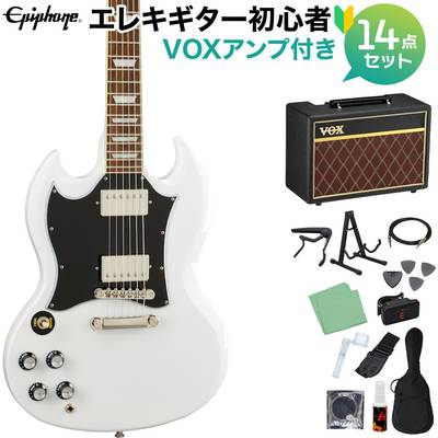 Epiphone SG Standard Lefty Alpine White エレキギター初心者14点セット【VOXアンプ付き】 左利き用 レフティ エピフォン 