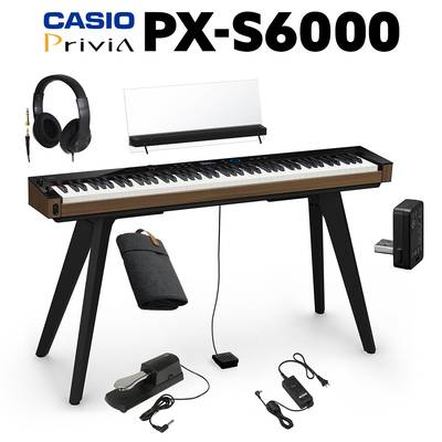 CASIO PX-S6000 BK ブラック 電子ピアノ 88鍵盤 ヘッドホン・専用スタンド・ダンパーペダルセット カシオ PXS6000 Privia プリヴィア【WEBSHOP限定】