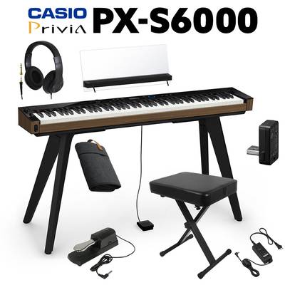 CASIO PX-S6000 BK ブラック 電子ピアノ 88鍵盤 ヘッドホン・専用スタンド・Xイス・ダンパーペダルセット カシオ PXS6000 Privia プリヴィア【WEBSHOP限定】