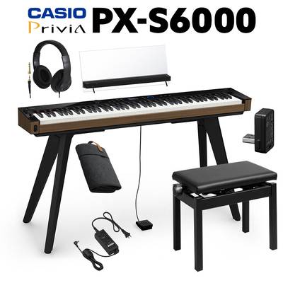CASIO PX-S6000 BK ブラック 電子ピアノ 88鍵盤 ヘッドホン・専用スタンド・高低自在イスセット カシオ PXS6000 Privia プリヴィア【WEBSHOP限定】