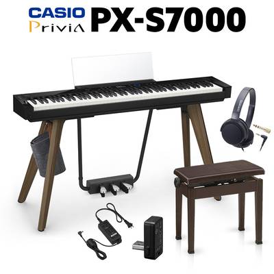 CASIO PX-S7000 BK ブラック 電子ピアノ 88鍵盤 ヘッドホン・高低自在椅子セット カシオ PXS7000 Privia プリヴィア【配送設置無料・代引不可】