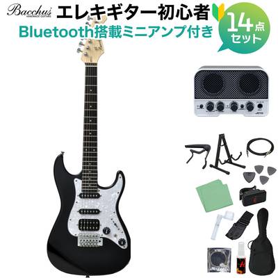Bacchus GS-Mini BLK エレキギター初心者14点セット 【Bluetooth搭載ミニアンプ付き】 ストラトタイプ 【ダウンサイズ】 バッカス 