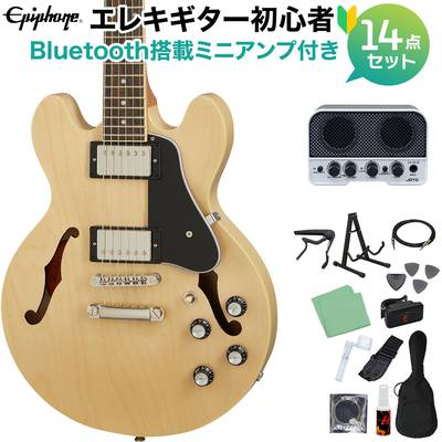 Epiphone ES-339 Natural エレキギター初心者14点セット 【Bluetooth搭載ミニアンプ付き】 セミアコギター エピフォン ES339