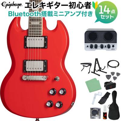 Epiphone Power Players SG Lava Red エレキギター初心者14点セット 【Bluetooth搭載ミニアンプ付き】 7/8サイズ ミニギター エピフォン 
