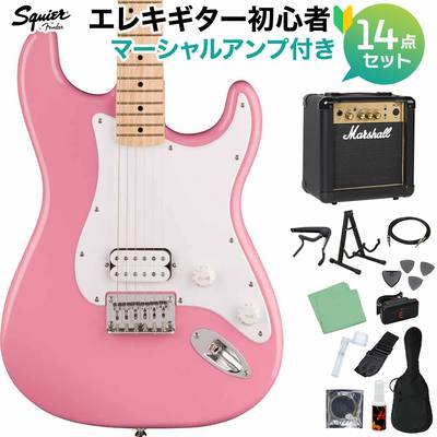 Squier by Fender SONIC STRATOCASTER HT Flash Pink エレキギター初心者14点セット【マーシャルアンプ付き】 ストラトキャスター ハードテイル 1PU スクワイヤー / スクワイア 