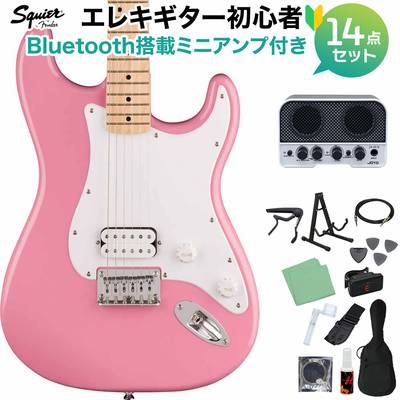 Squier by Fender SONIC STRATOCASTER HT Flash Pink エレキギター初心者14点セット【Bluetooth搭載ミニアンプ付き】 ストラトキャスター ハードテイル 1PU スクワイヤー / スクワイア 