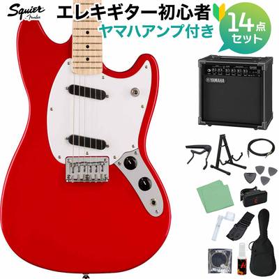 Squier by Fender SONIC MUSTANG Torino Red エレキギター初心者14点セット【ヤマハアンプ付き】 ムスタング スクワイヤー / スクワイア 