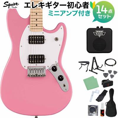 Squier by Fender SONIC MUSTANG HH Flash Pink エレキギター初心者14点セット【ミニアンプ付き】 ムスタング スクワイヤー / スクワイア 