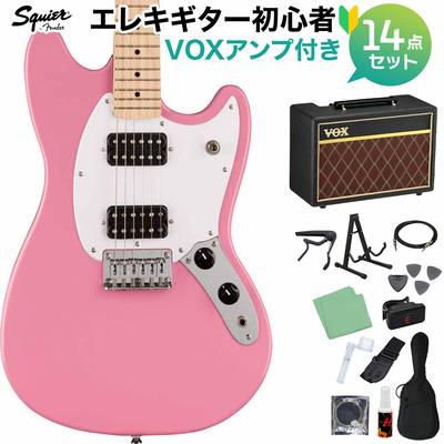 Squier by Fender SONIC MUSTANG HH Flash Pink エレキギター初心者14点セット【VOXアンプ付き】 ムスタング スクワイヤー / スクワイア 