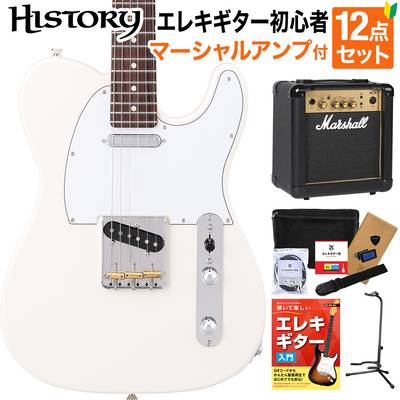 HISTORY HTL-Standard VWH Vintage White エレキギター 初心者12点セット 【マーシャルアンプ付き】 ハムバッカー切替可能 テレキャスター ヒストリー 3年保証 日本製