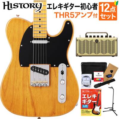HISTORY HTL/m/ash-Standard VNT Vintage Natural エレキギター 初心者12点セット 【THR5アンプ付き】 ハムバッカー切替可能 テレキャスター ヒストリー 3年保証 日本製