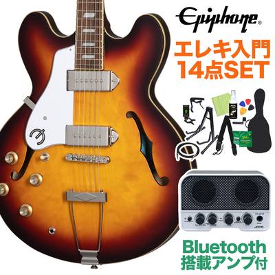 Epiphone Casino Lefthand Vintage Sunburst エレキギター初心者14点セット 【Bluetooth搭載ミニアンプ付き】 フルアコ カジノ レフトハンド エピフォン 