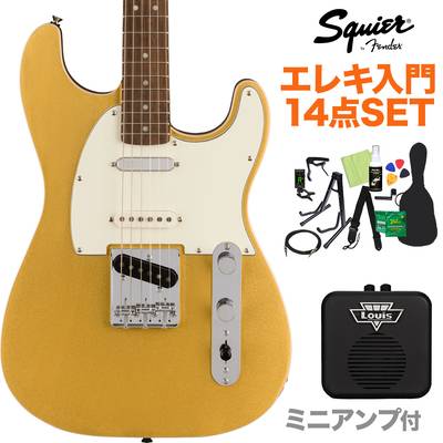Squier by Fender Paranormal Custom Nashville Stratocaster Aztec Gold エレキギター初心者14点セット 【ミニアンプ付き】 ストラトキャスター スクワイヤー / スクワイア 