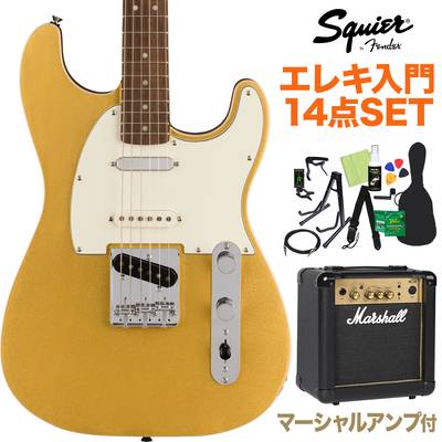 Squier by Fender Paranormal Custom Nashville Stratocaster Aztec Gold エレキギター初心者14点セット 【マーシャルアンプ付き】 ストラトキャスター スクワイヤー / スクワイア 