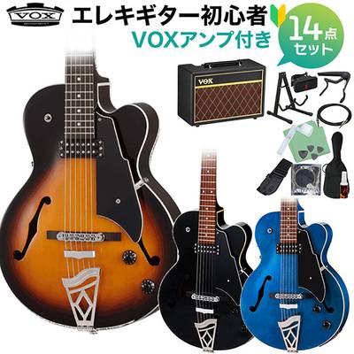 VOX VGA-3D エレキギター 初心者14点セット【VOXアンプ付き】 フルアコギター ボックス 