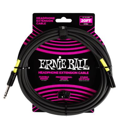 ERNiE BALL P06423 1/4 TO 3.5MM 20FT BLACK ヘッドホン・エクステンション・ケーブル 延長用ヘッドフォンケーブル アーニーボール 