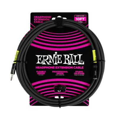 ERNiE BALL P06424 3.5MM TO 3.5MM 10FT BLACK ヘッドホン・エクステンション・ケーブル 延長用ヘッドフォンケーブル アーニーボール 