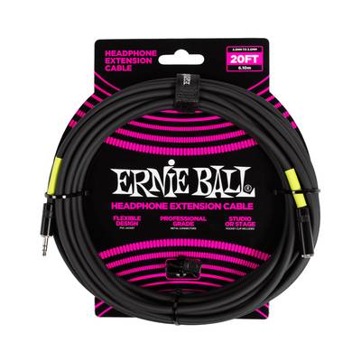 ERNiE BALL P06425 3.5MM TO 3.5MM 20FT BLACK ヘッドホン・エクステンション・ケーブル 延長用ヘッドフォンケーブル アーニーボール 