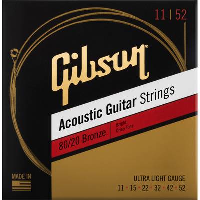 Gibson SAG-BRW11 80/20 Bronze アコースティックギター弦 Ultra-Light Gauge 011-052 ギブソン 
