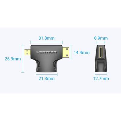 VENTION 2 in 1 Mini HDMI and Micro HDMI Male to HDMI Female Adapter Black ベンション AG-2281 