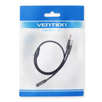 VENTION 2*3.5mm Male to 4 Pole 3.5mm Female Audio Cable 0.3M Black ABS Type ベンション BB-5060 
