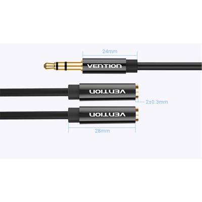 VENTION 3.5mm Male to 2*3.5mm Female Stereo Splitter Cable 0.3M Black ABS Type ベンション BB-5114 