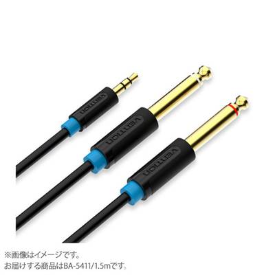VENTION 3.5mm Male to 2*6.5mm Male Audio Cable 1.5M Black ベンション BA-5428 