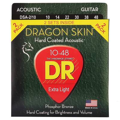 DR DRAGON SKIN DSA-2/10 2PACK Extra Light 010-048 アコースティックギター コーティング弦 フォスファーブロンズ【2パックセット】 
