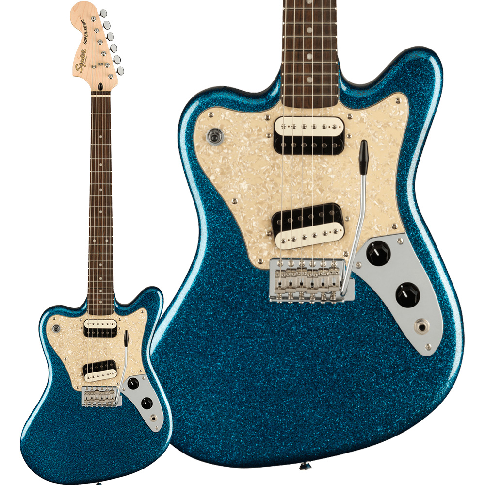 Squier by Fender Paranormal Super-Sonic Laurel Fingerboard Pearloid  Pickguard Blue Sparkle エレキギター スーパーソニック スクワイヤー / スクワイア 【 イオンモール姫路リバーシティ店 】