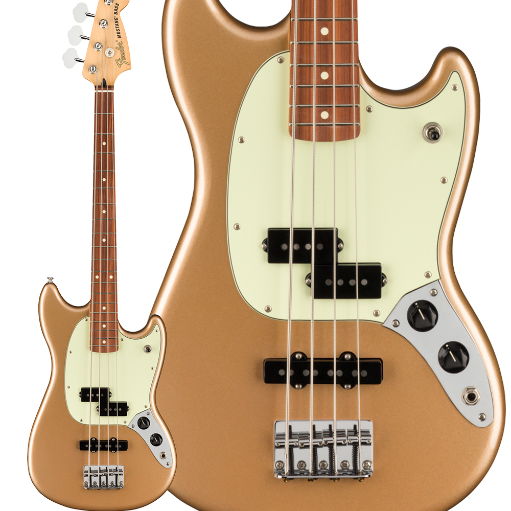 Fender Player Mustang Bass PJ Pau Ferro Fingerboard Firemist Gold