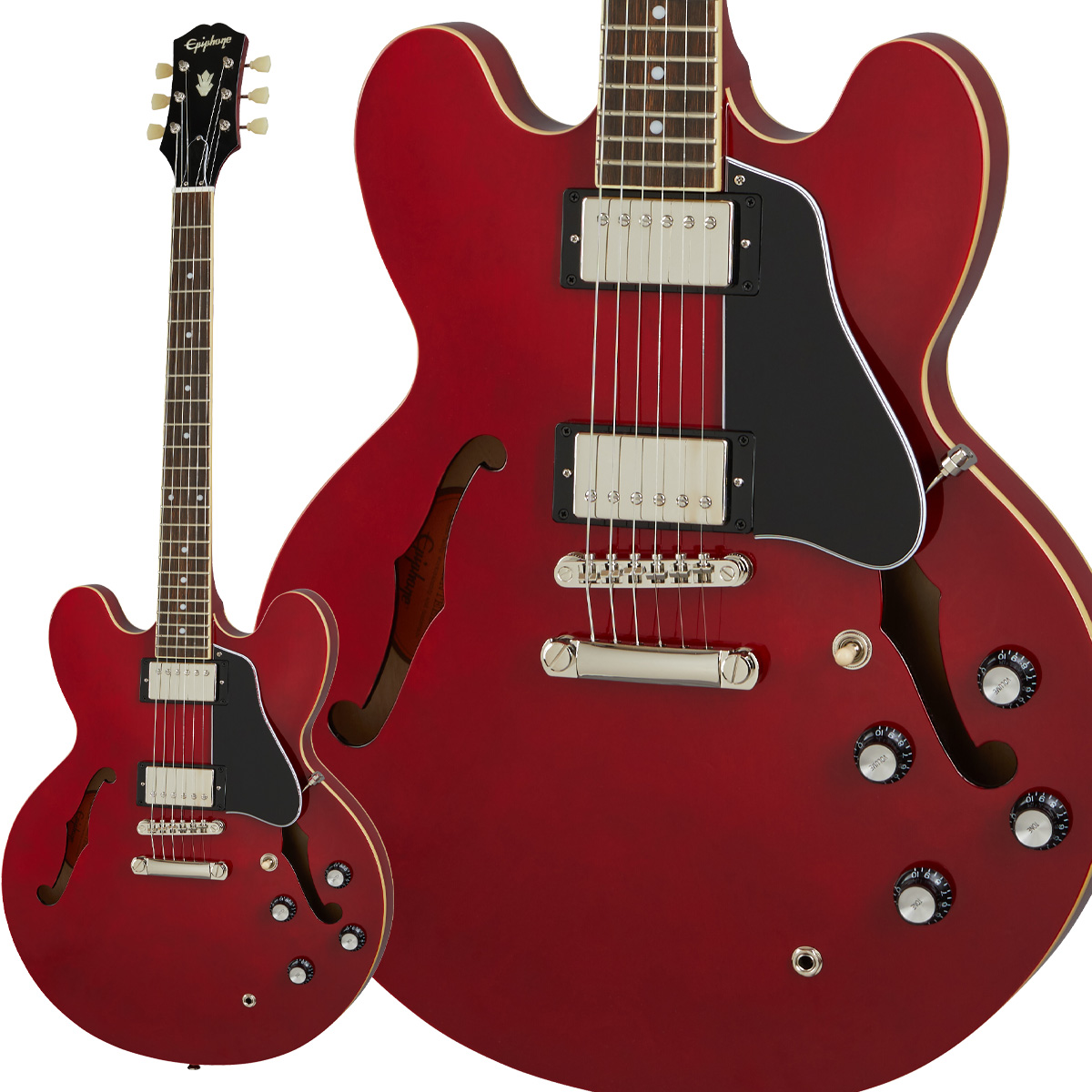 コード付きEpiphone エレキギター ベース Gibson cherry レッド - ギター