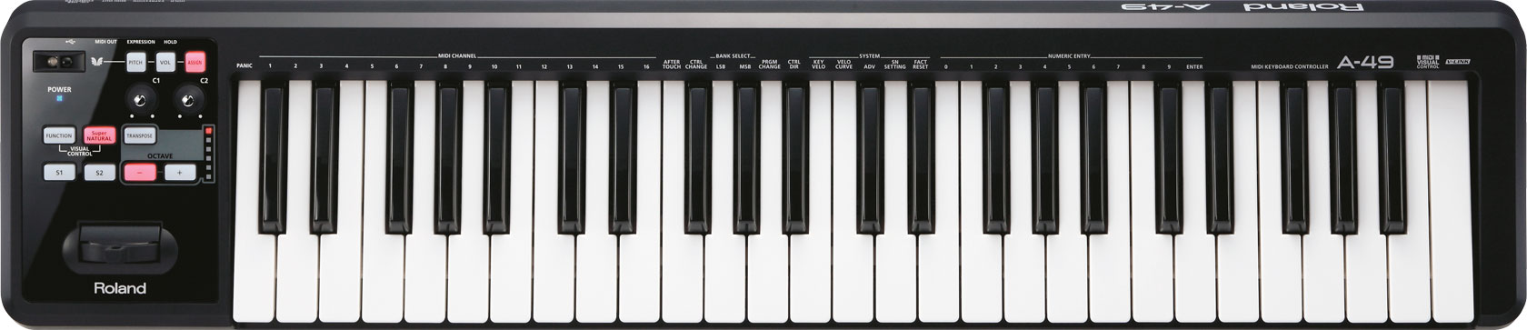 Roland A-49 (ブラック) MIDIキーボード・コントローラー 49鍵盤A49 ...